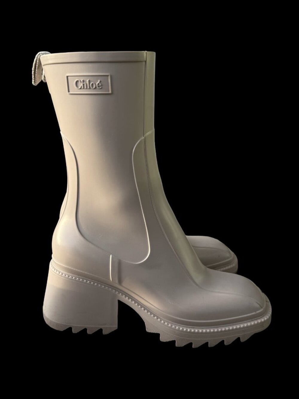 Chloé Betty Beige Rubber Rain Boots EU 37 US 7